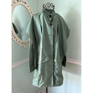 Vtg  Eleanor Duffy 4 Button Up Jacket Removeable Hood Iridescent￼ Turquoise